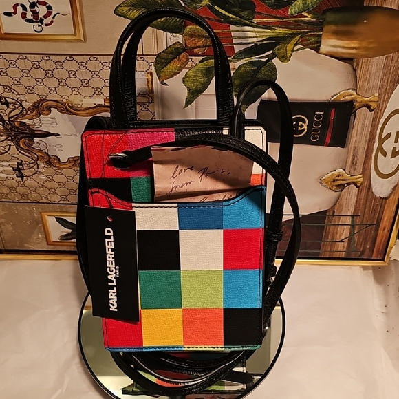 Karl Lagerfeld Multicolor Saffiano Leather Messenger/ Crossbody Bag (Nwt) - Picture 10 of 16